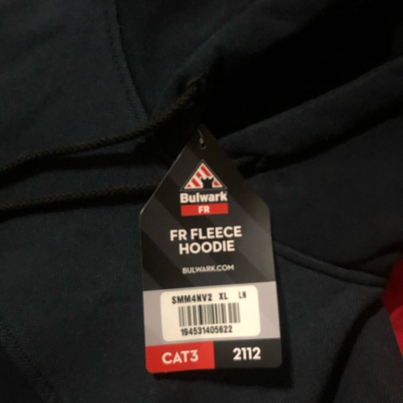 Brand new, worn 6 hours maybe Bulwark fire resistant fleece hoodie navy color - Picture 2 of 5